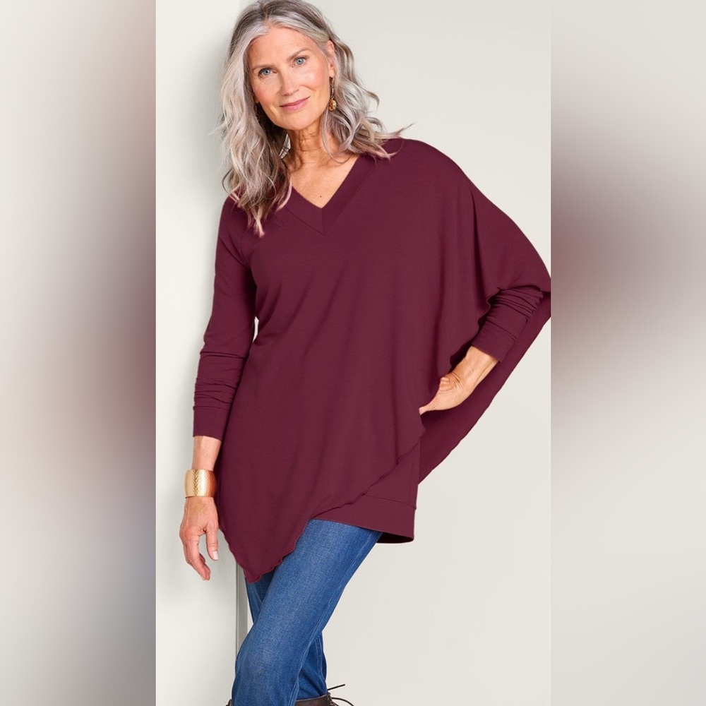 Soft Surroundings Deep Red Knit Top